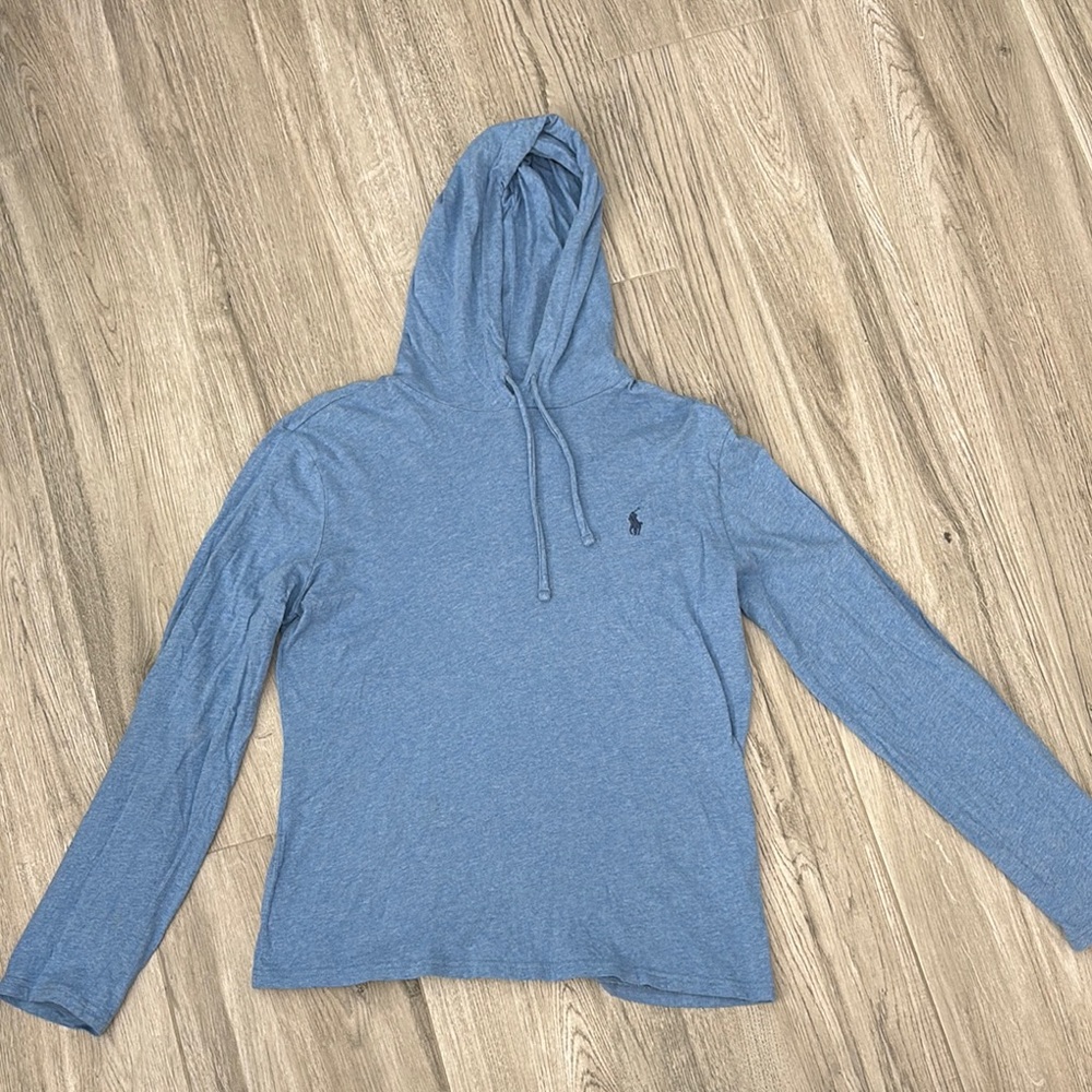 Polo Blue Hooded Long Sleeve Shirt